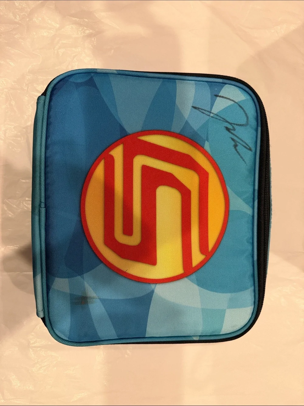 Blue Tablet Case with Red & Yellow Emblem